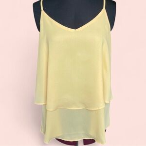 Annabella Yellow Layered Cami Top - Classic Women's Tank
